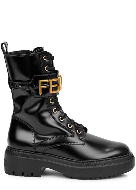 fendi leather combat boots|thigh high fendi boots.